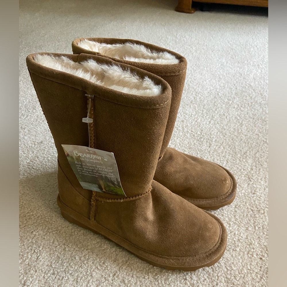 Bear Paw fuzzy brown boots